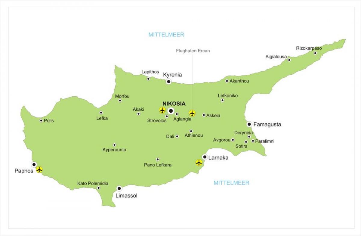 Mappa degli aeroporti di Cipro