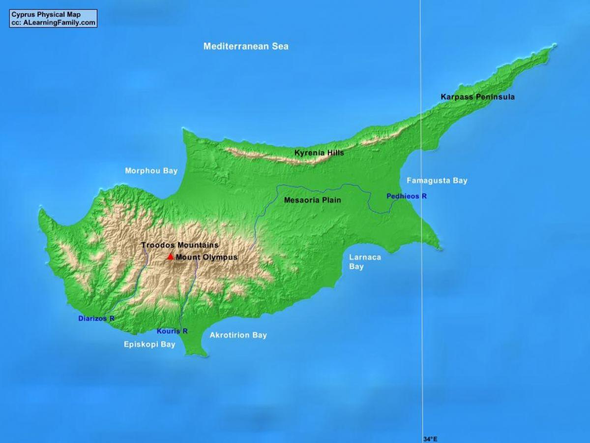Fiumi a Cipro mappa