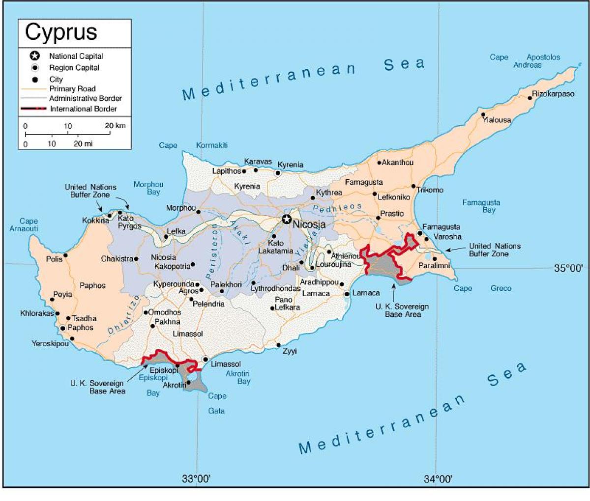 Mappa della capitale di Cipro